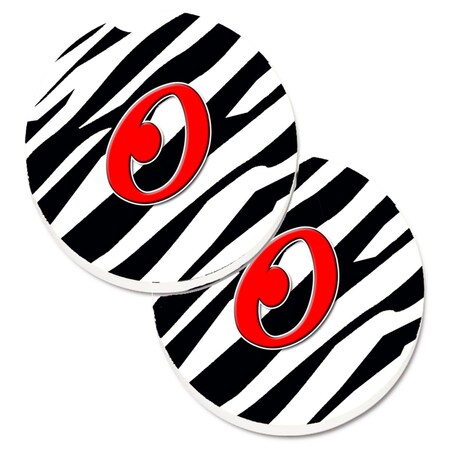 Carolines Treasures Monogram Initial O Zebra Red Set of 2 Cup Holder Car Coaster CJ1024-OCARC